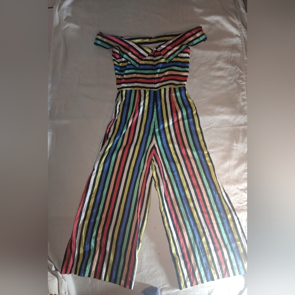 House of Harlow 1960 Pants - Striped Off-Shoulder Jumpsuit